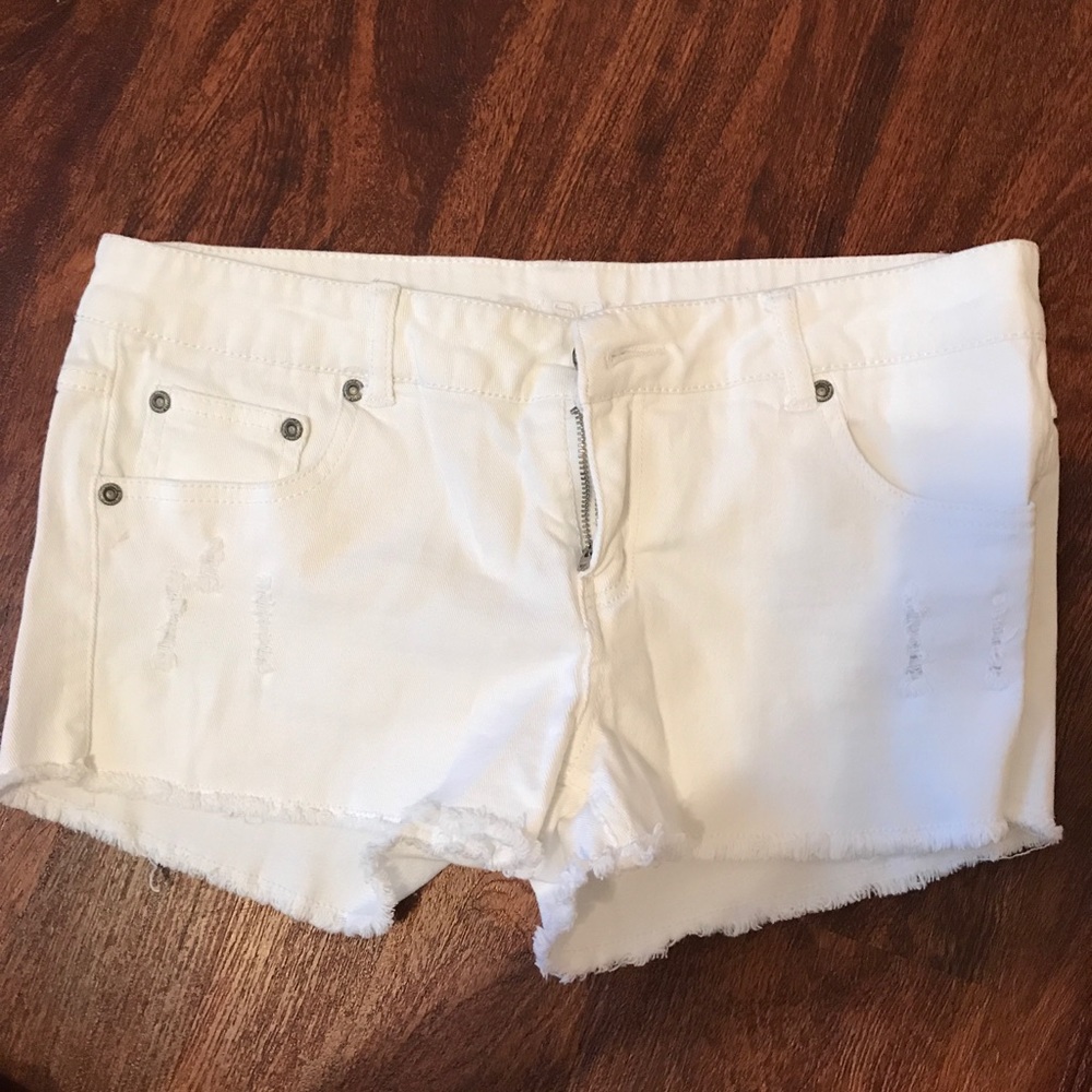 White denim shorts
